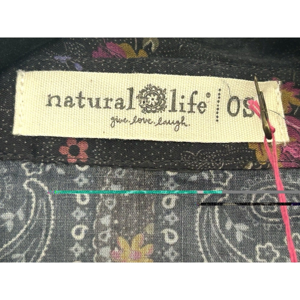 Natural Life Kelly Oversized Button Down Blouse One Size English Garden Charcoal - Picture 10 of 12